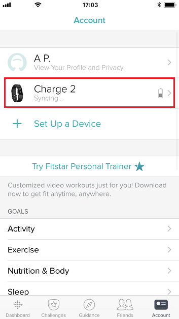Apple iPhone 7 iOS fitbit dashboard account choose tracker