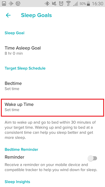 samsung s5 android Fitbit Charge 2 account sleep goals choose wake up time